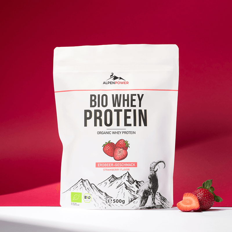 Premium Molkenprotein aus Bio-Alpenmilch – Erdbeere, natürlich & ohne Süßstoffe