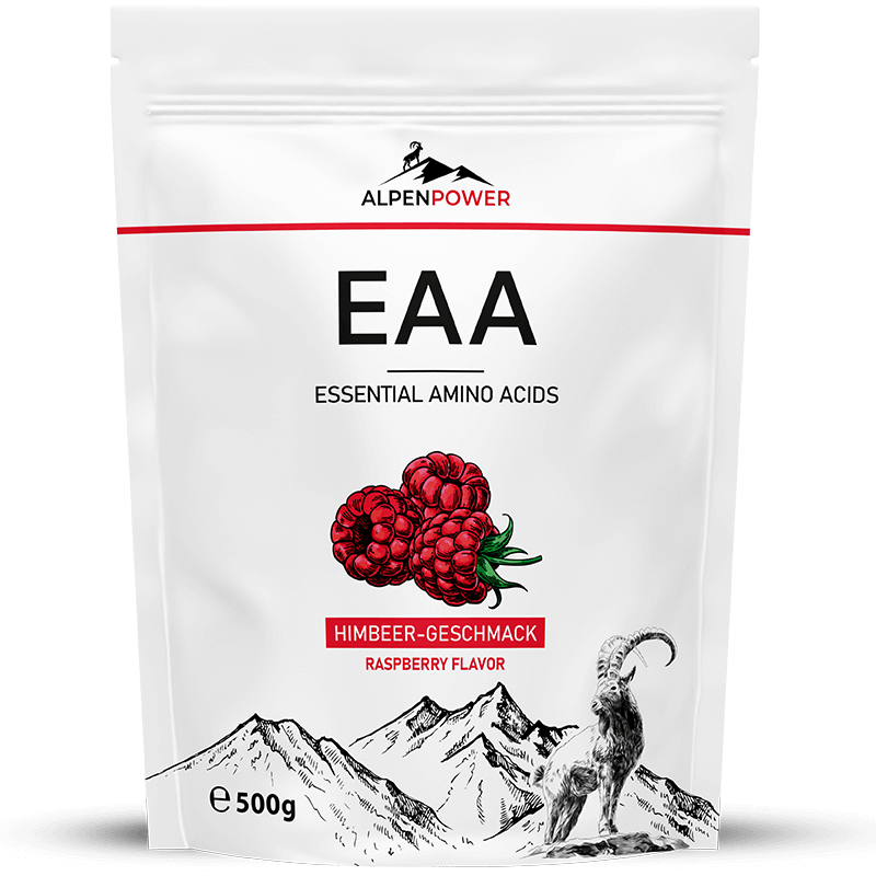 EAA Pulver Vegan Himbeere – klar löslich, erfrischender Drink mit 8 Aminosäuren