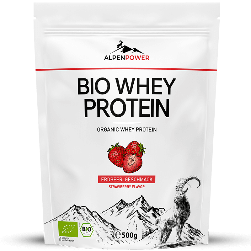 Erdbeer bio whey protein - fruchtiger Geschmack, natürlich & clean, aus Bio-Alpenmilch 