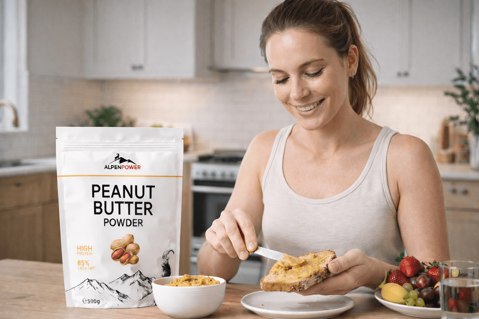 AlpenPower Erdnussbutterpulver – voller Geschmack, weniger Fett