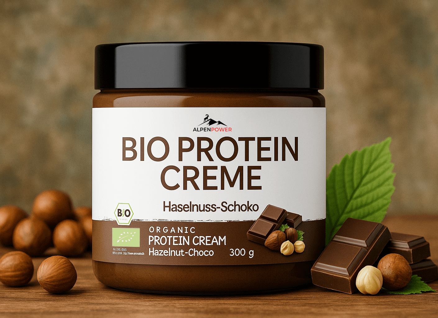 Bio Proteincreme Haselnuss Schoko- Der natürliche Schoko-Genuss mit extra Protein