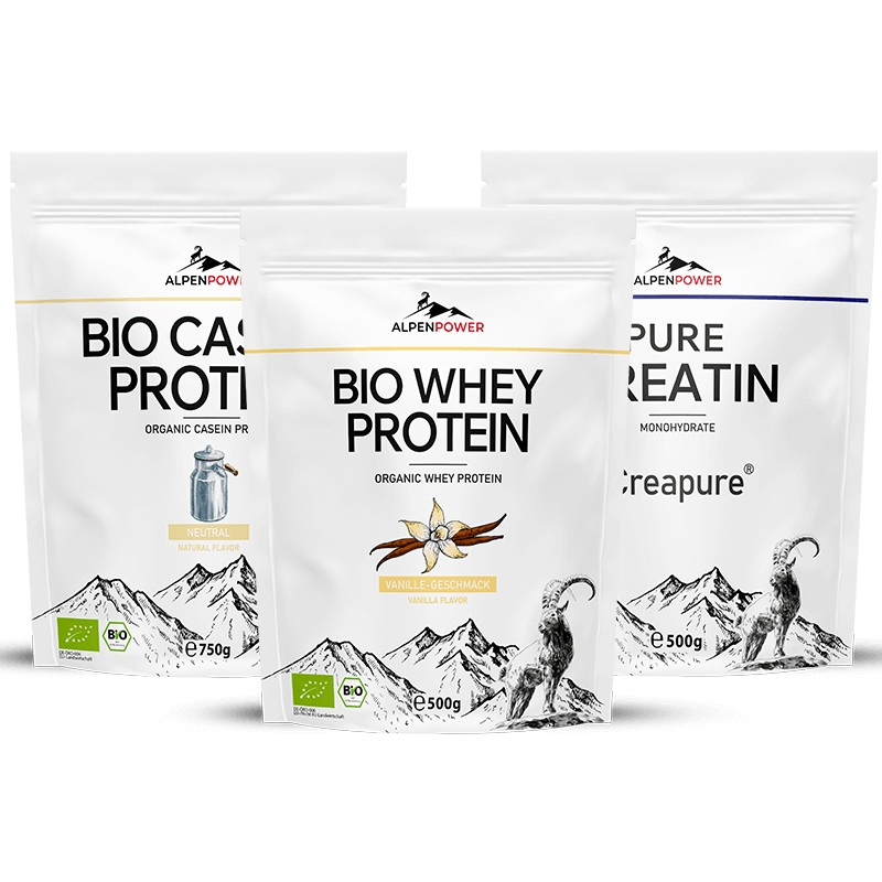 Muskelaufbau Paket – Bio Whey, Casein & Creapure® Creatin