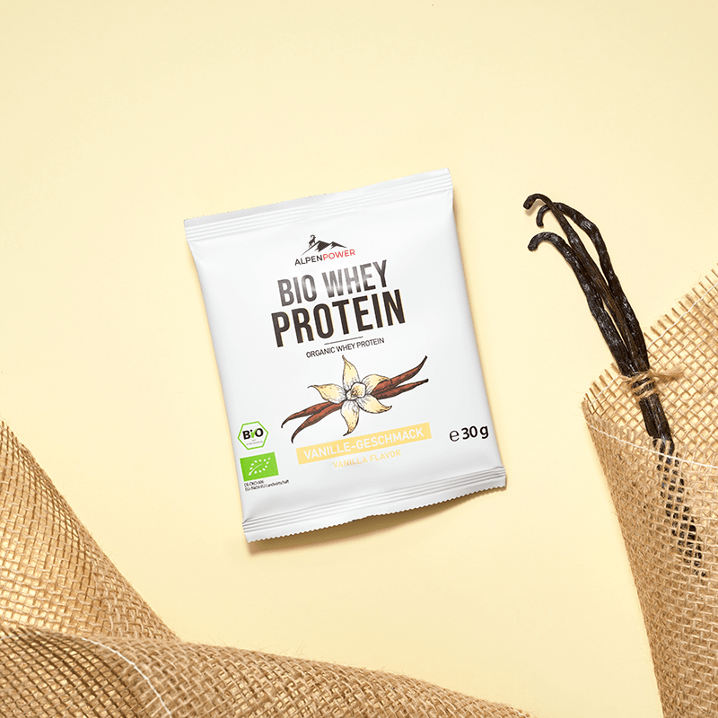 Vanille Bio Whey 30 g Probierportion, natürliche Zutaten & Bio-Qualität