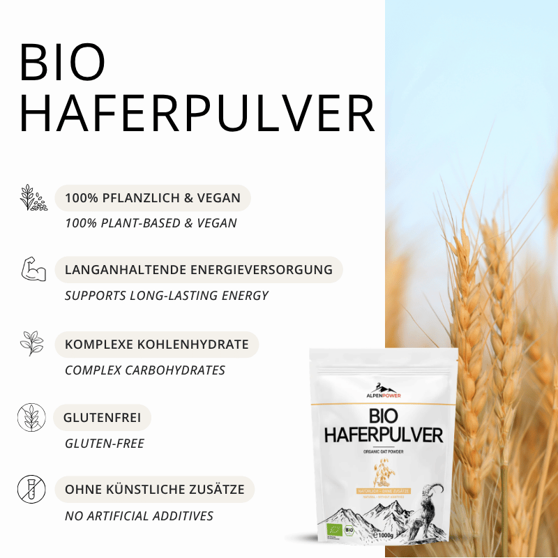 Haferpulver, Bio, Kohlenhydrate, glutenfrei,vegan